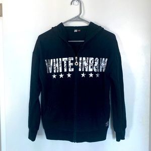 Black ZIP Hoodie with silver letter and star texture